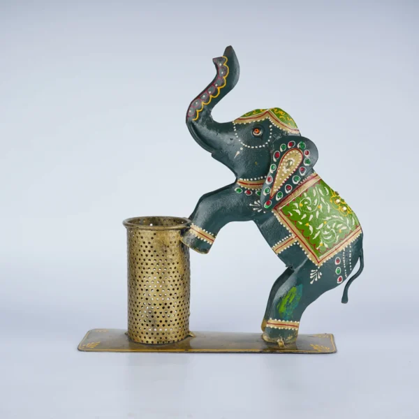Spiritual Soul Hand Painted Metal Elephant Stand