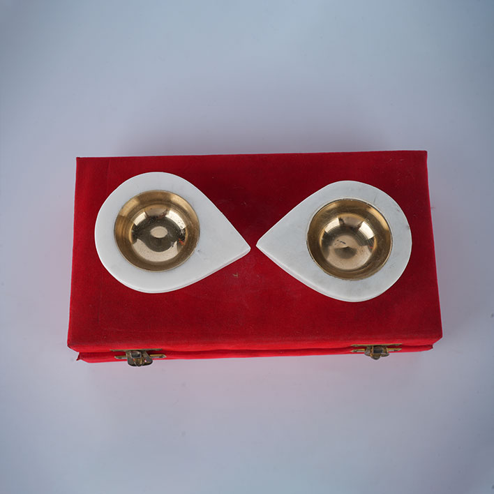 SPIRITUAL SOUL MARBLE DIYA WITH VELVET BOX SET OF 2