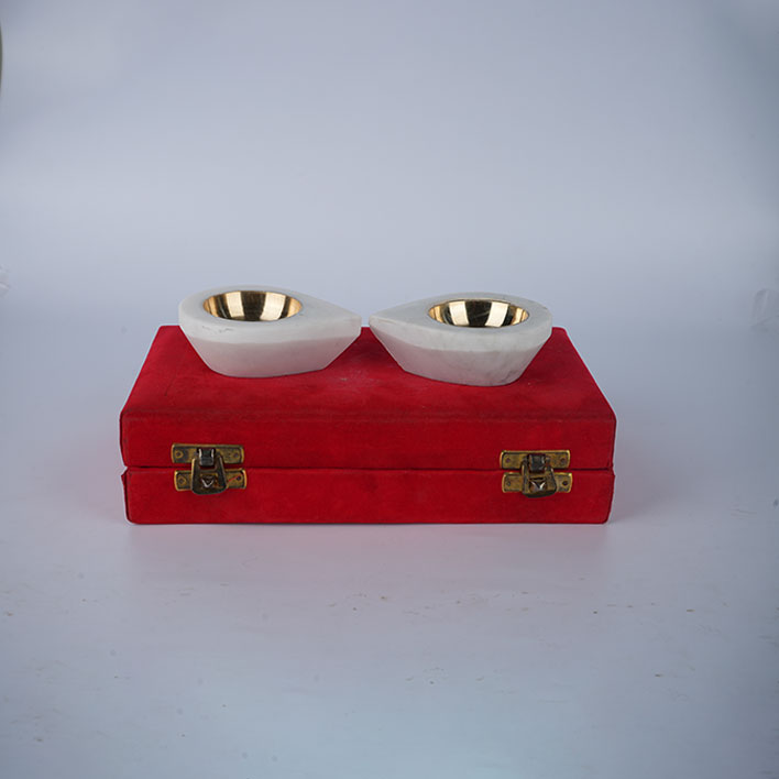 SPIRITUAL SOUL MARBLE DIYA WITH VELVET BOX SET OF 2