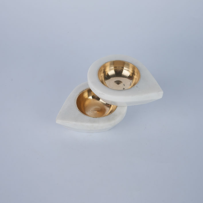 SPIRITUAL SOUL MARBLE DIYA WITH VELVET BOX SET OF 2
