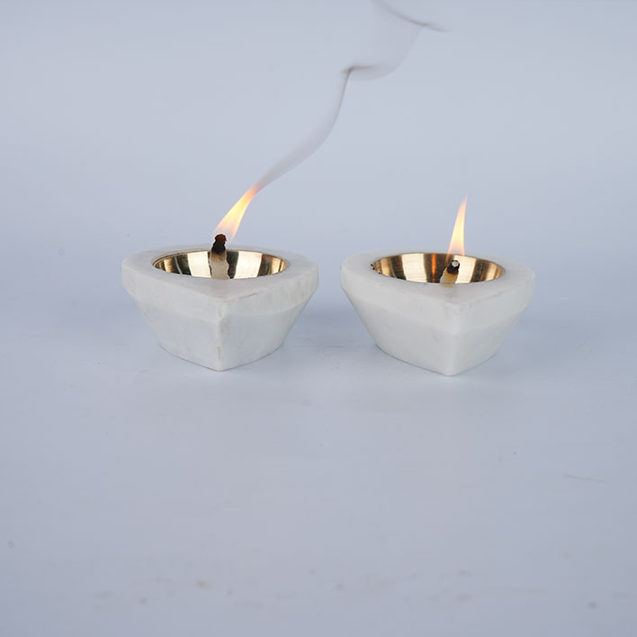 SPIRITUAL SOUL MARBLE DIYA WITH VELVET BOX SET OF 2