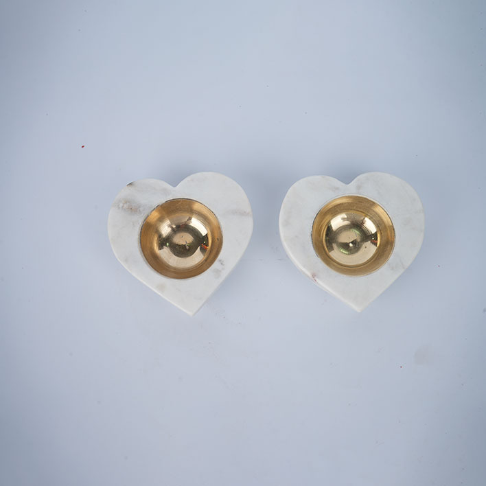 SPIRITUAL SOUL MARBLE DIYA WITH VELVET BOX SET OF 2