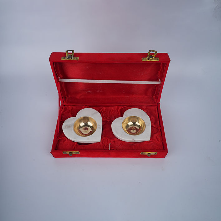 SPIRITUAL SOUL MARBLE DIYA WITH VELVET BOX SET OF 2
