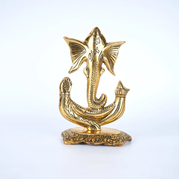 Spiritual Soul Metal Gold Plated Yoga Ganesha Idol
