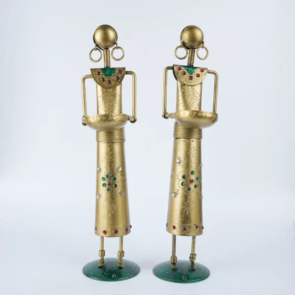 Handcrafted Tribal Couple Figurines – Brass Decorative Showpiece (Set of 2)