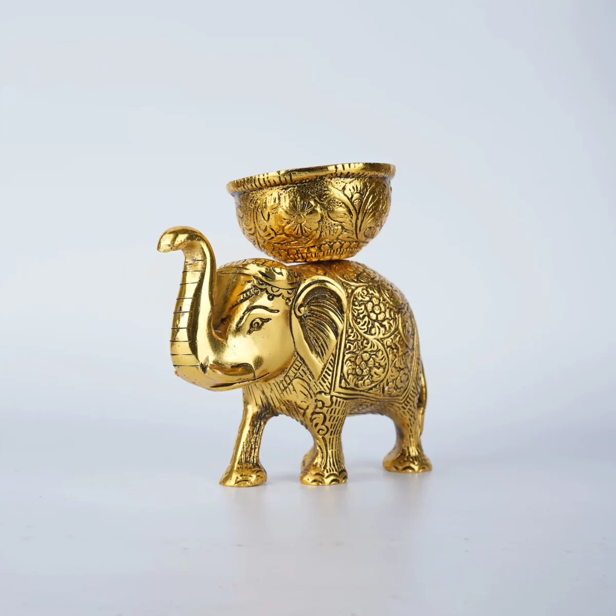 SPIRITUAL SOUL METAL GOLD PLATED ELEPHANT SET OF 2