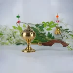 SPIRITUAL SOUL BRASS LOBAN BURNER WITH WOODEN HANDLE
