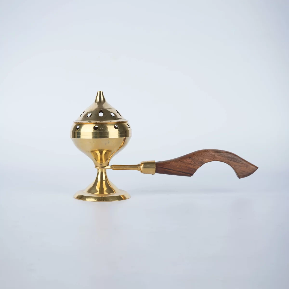 SPIRITUAL SOUL BRASS LOBAN BURNER WITH WOODEN HANDLE