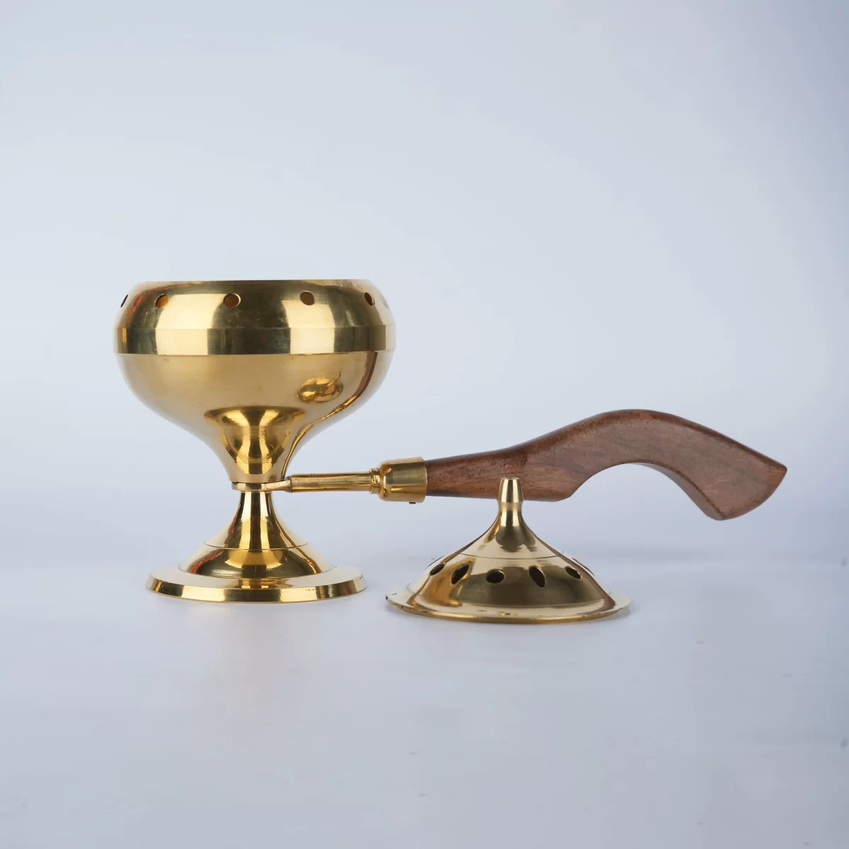 SPIRITUAL SOUL BRASS LOBAN BURNER WITH WOODEN HANDLE