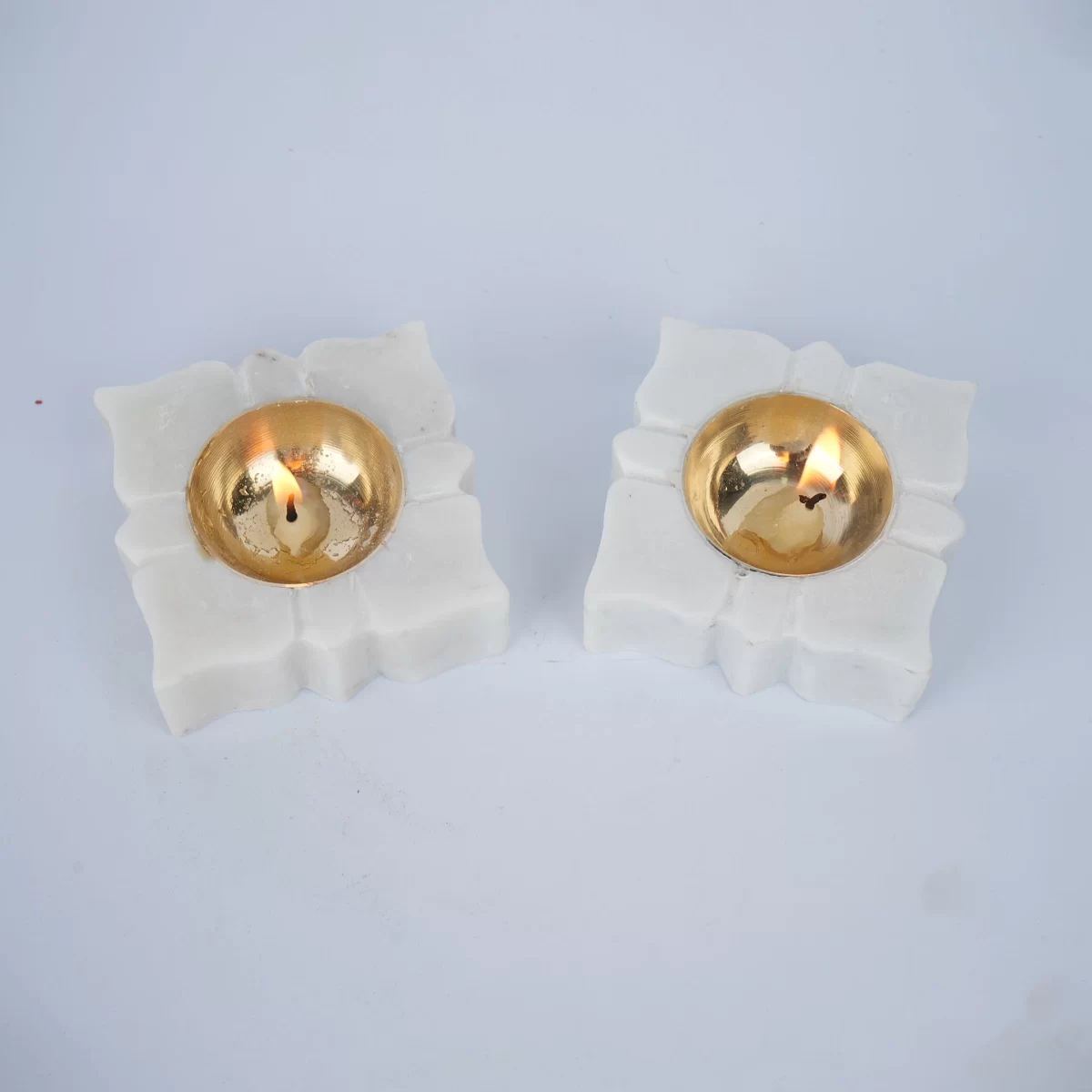 SPIRITUAL SOUL MARBLE DIYA WITH VELVET BOX SET OF 2