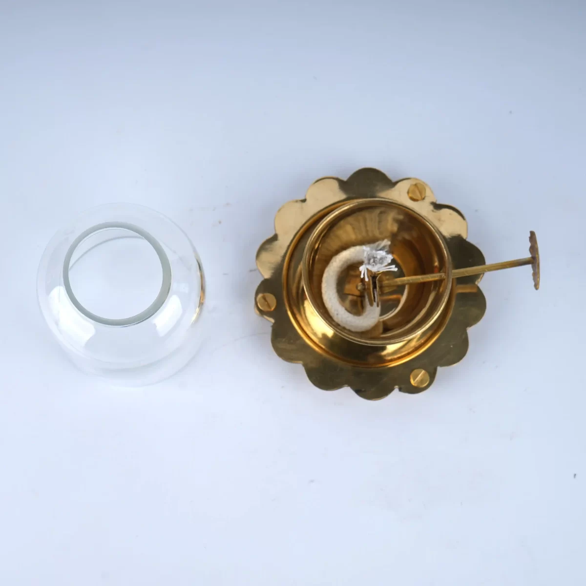 Spiritual Soul 60 ML Brass Amar Jyoti Diya with Borosil Glass