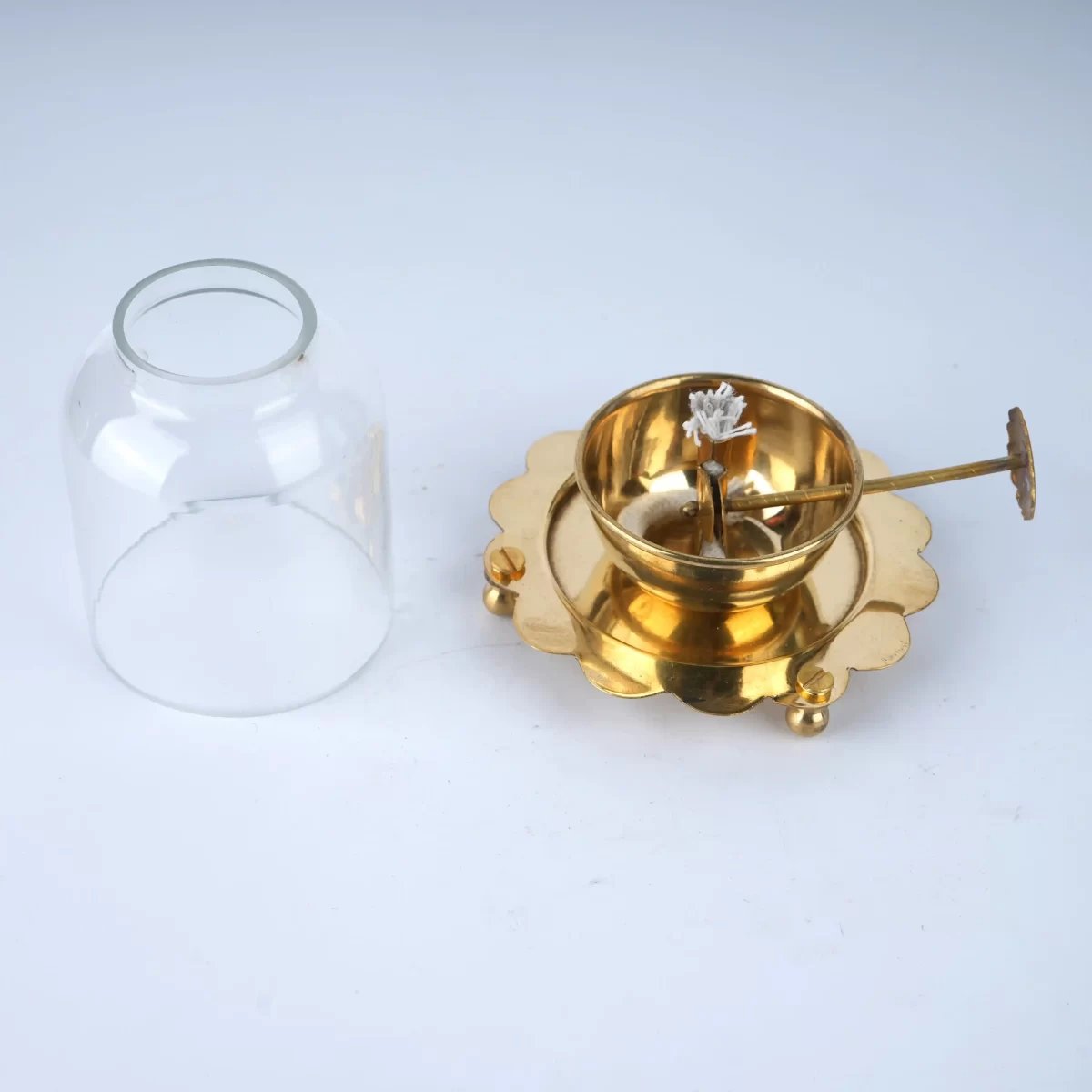 Spiritual Soul 60 ML Brass Amar Jyoti Diya with Borosil Glass