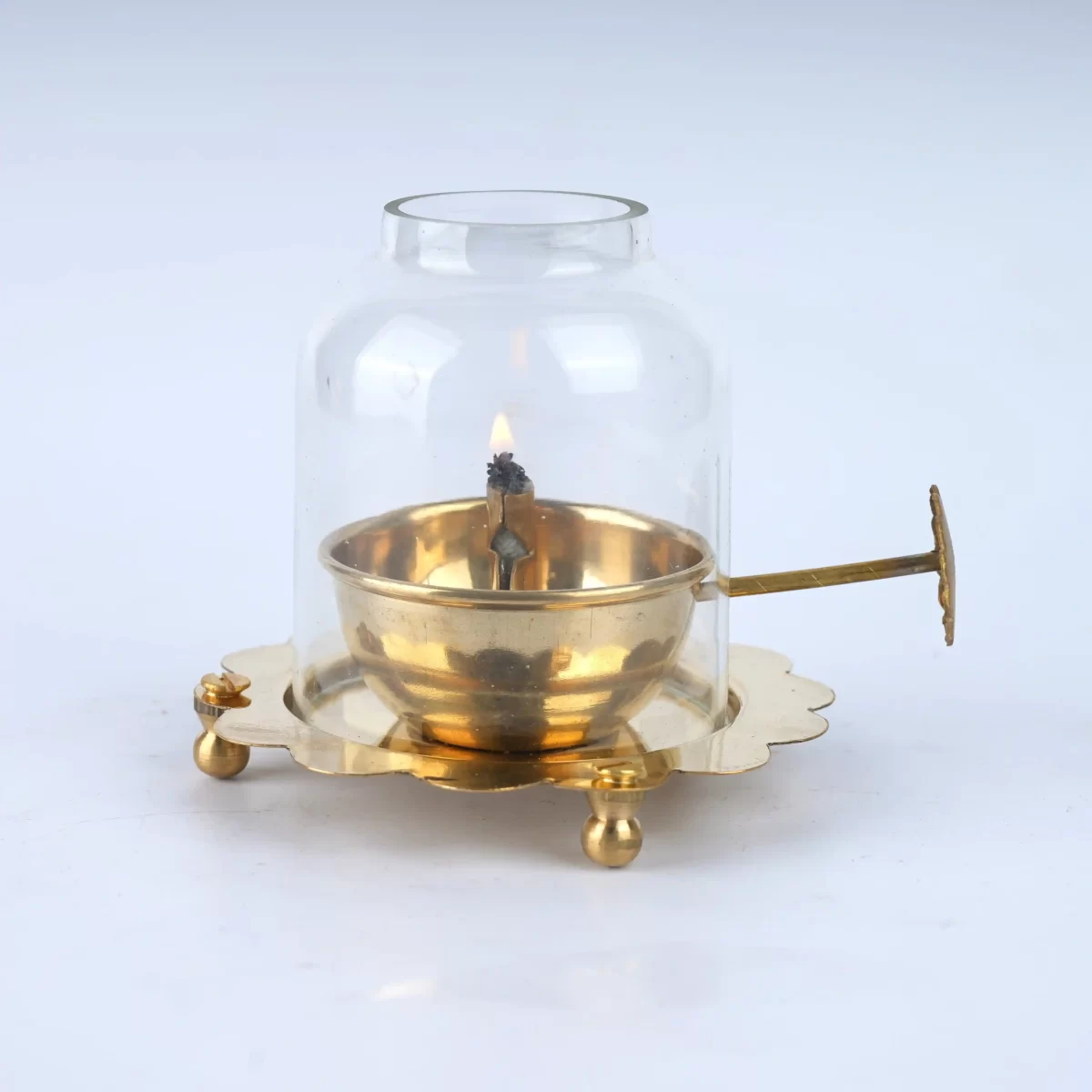 Spiritual Soul 60 ML Brass Amar Jyoti Diya with Borosil Glass