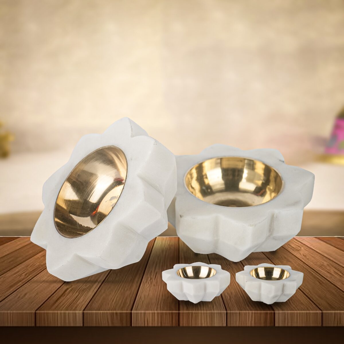 SPIRITUAL SOUL MARBLE DIYA WITH VELVET BOX SET OF 2