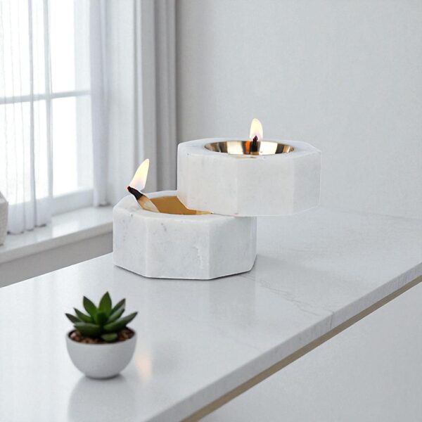 SPIRITUAL SOUL MARBLE DIYA WITH VELVET BOX SET OF 2