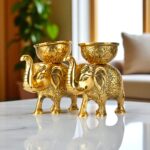 SPIRITUAL SOUL METAL GOLD PLATED ELEPHANT SET OF 2