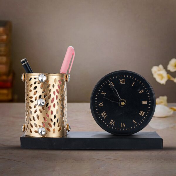 Spiritual Soul Metal Clock with Penstand