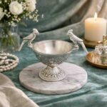 Spiritual Soul Silver Parrot Bowl – Decorative German Silver Serving Bowl with Bird Handles