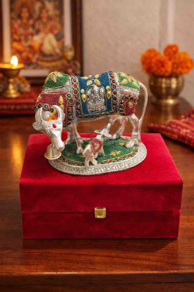 Decorative Kamdhenu Cow with Calf Gift Set 1 Decorative Kamdhenu Cow with Calf Gift Set