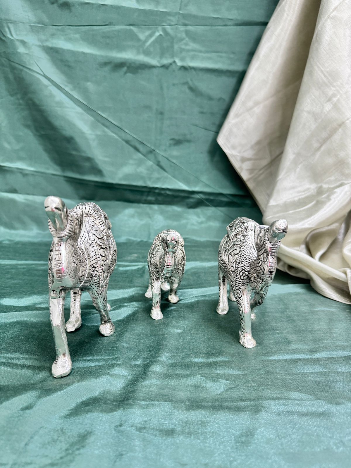 German Silver Camel Figurine Set for Home Décor and Premium Gifting