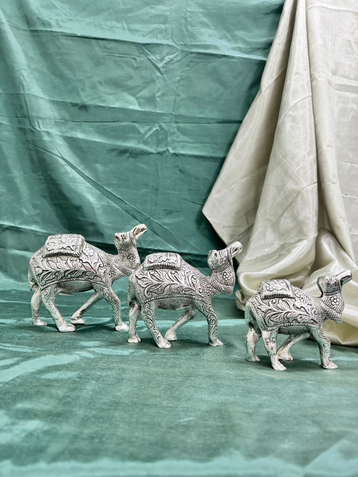 German Silver Camel Figurine Set for Home Décor and Premium Gifting