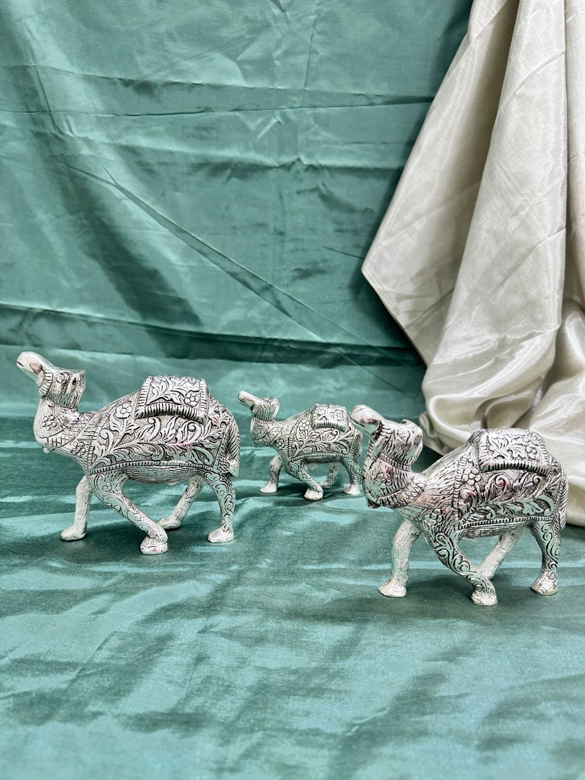 German Silver Camel Figurine Set for Home Décor and Premium Gifting