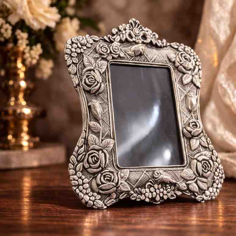 Silver Floral Photo Frame Decorative Gift 2 Silver Floral Photo Frame Decorative Gift