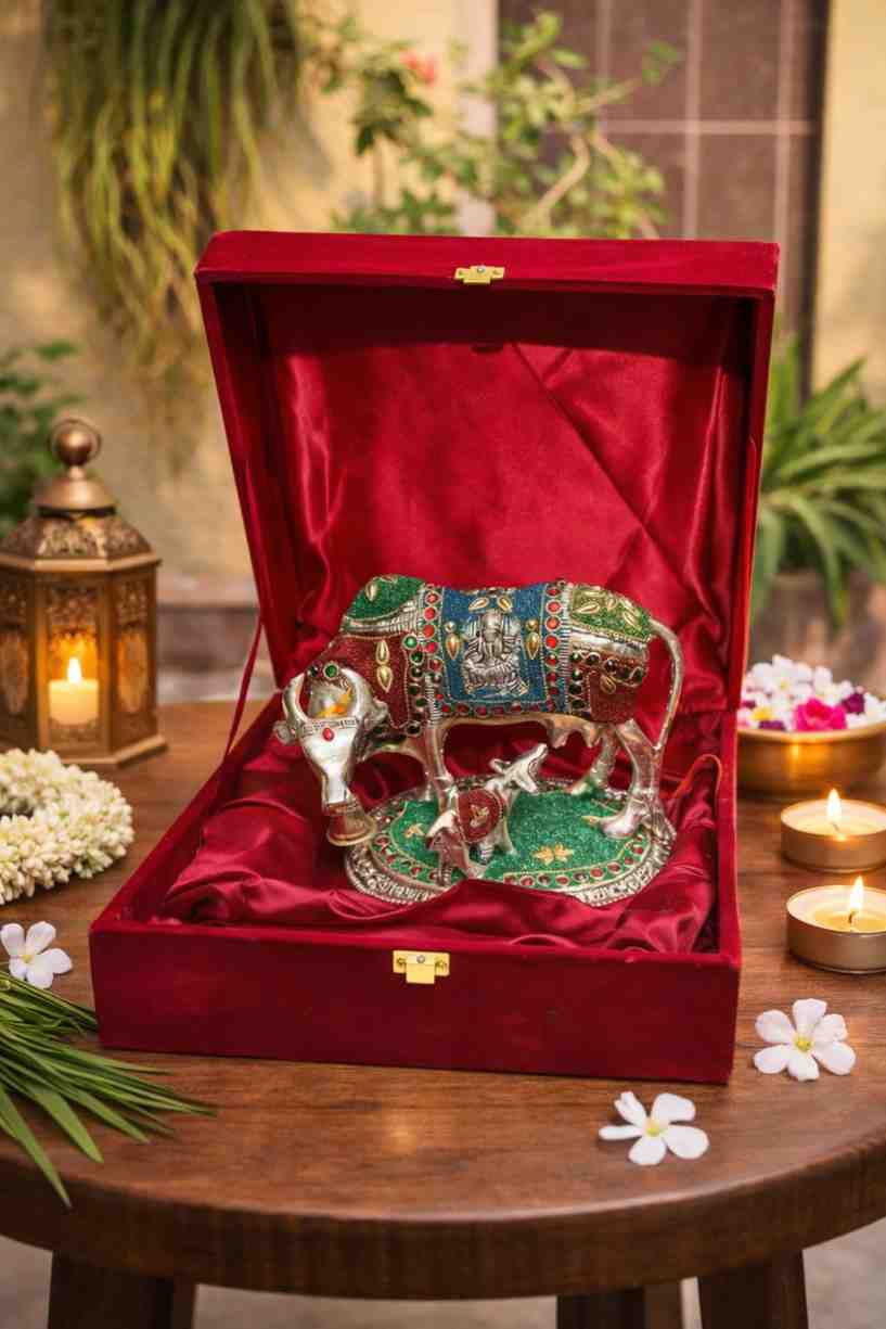 Decorative Kamdhenu Cow with Calf Gift Set 2 Decorative Kamdhenu Cow with Calf Gift Set