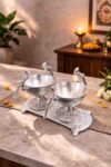 Silver Dry Fruit Bowl Set with Decorative Tray