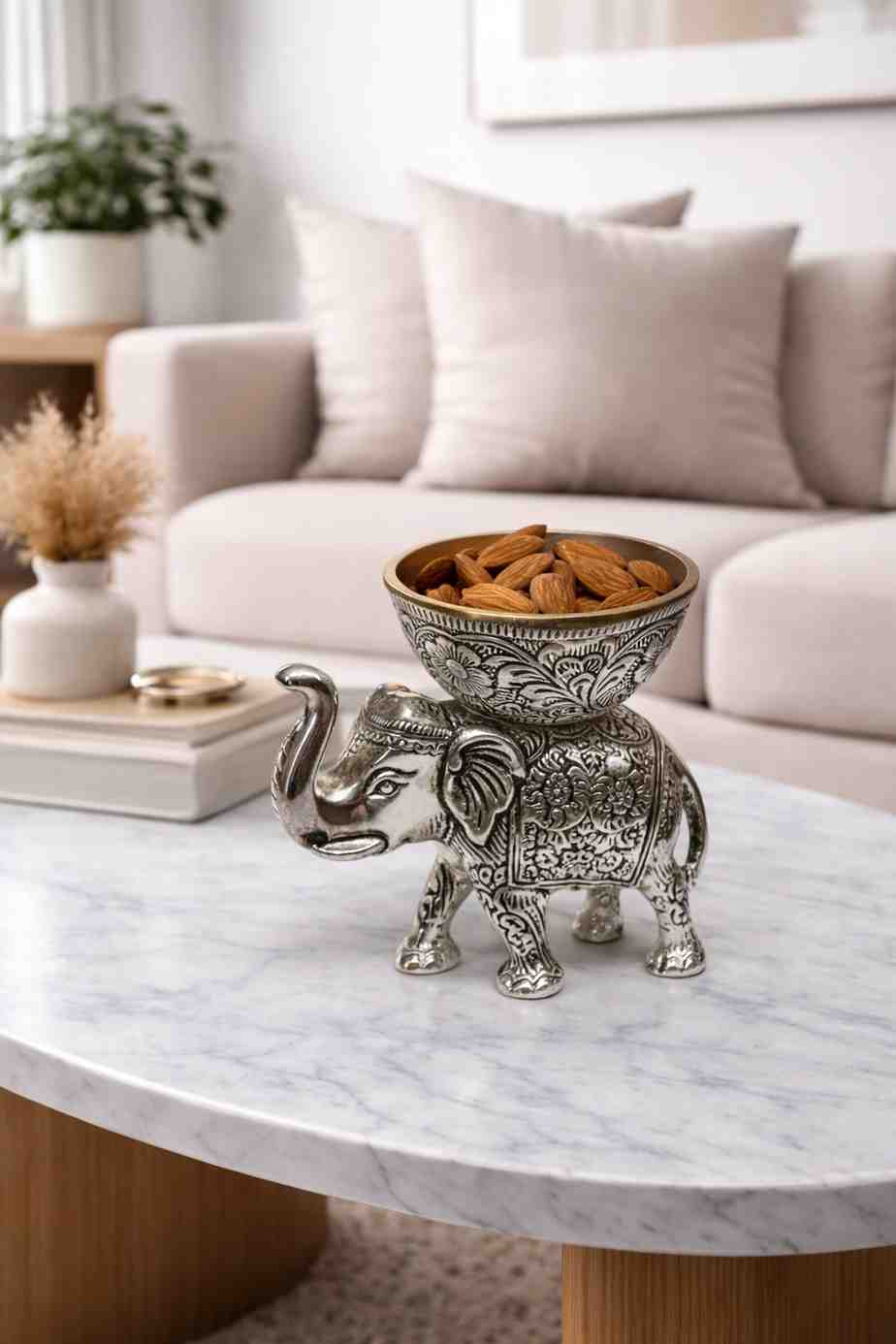 Spiritual Soul Silver Elephant Bowl Set – Decorative Elephant Bowl Gift Box for Home Decor