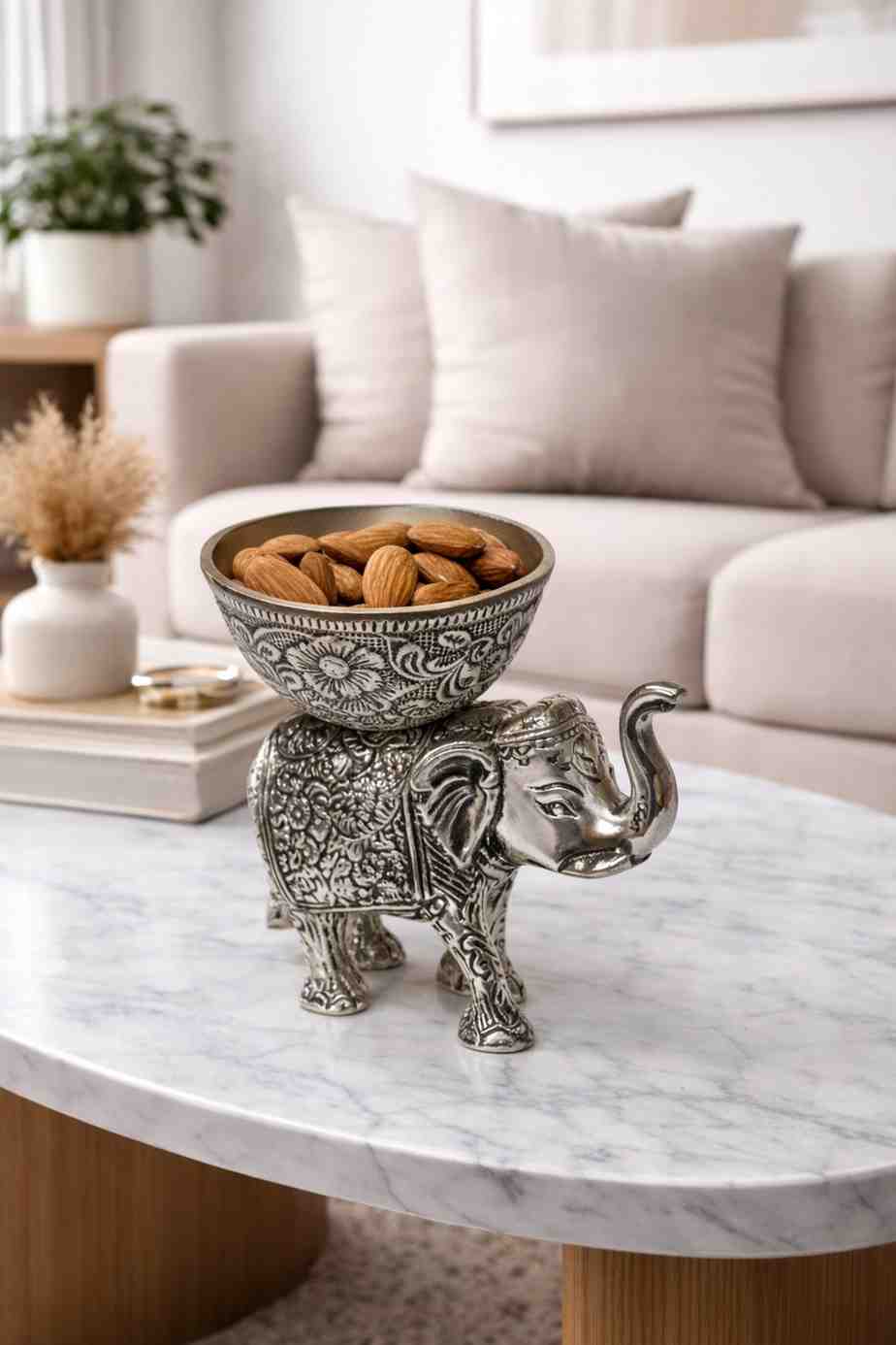 Spiritual Soul Silver Elephant Bowl Set – Decorative Elephant Bowl Gift Box for Home Decor