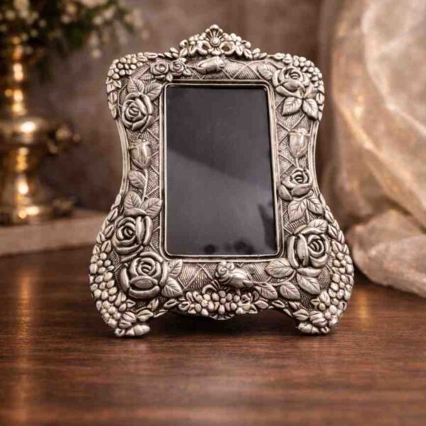 Silver Floral Photo Frame Decorative Gift