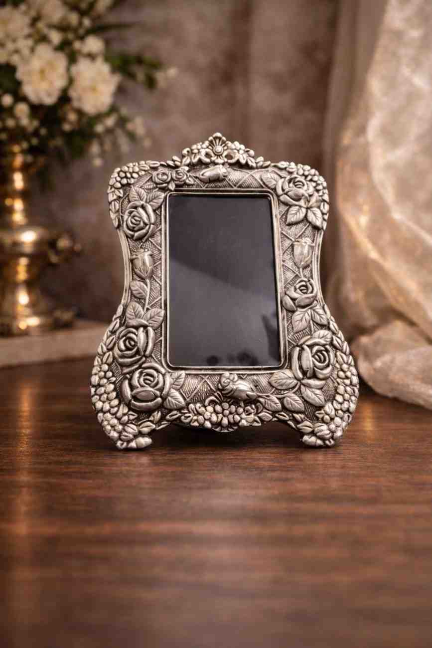 Silver Floral Photo Frame Decorative Gift 1 Silver Floral Photo Frame Decorative Gift