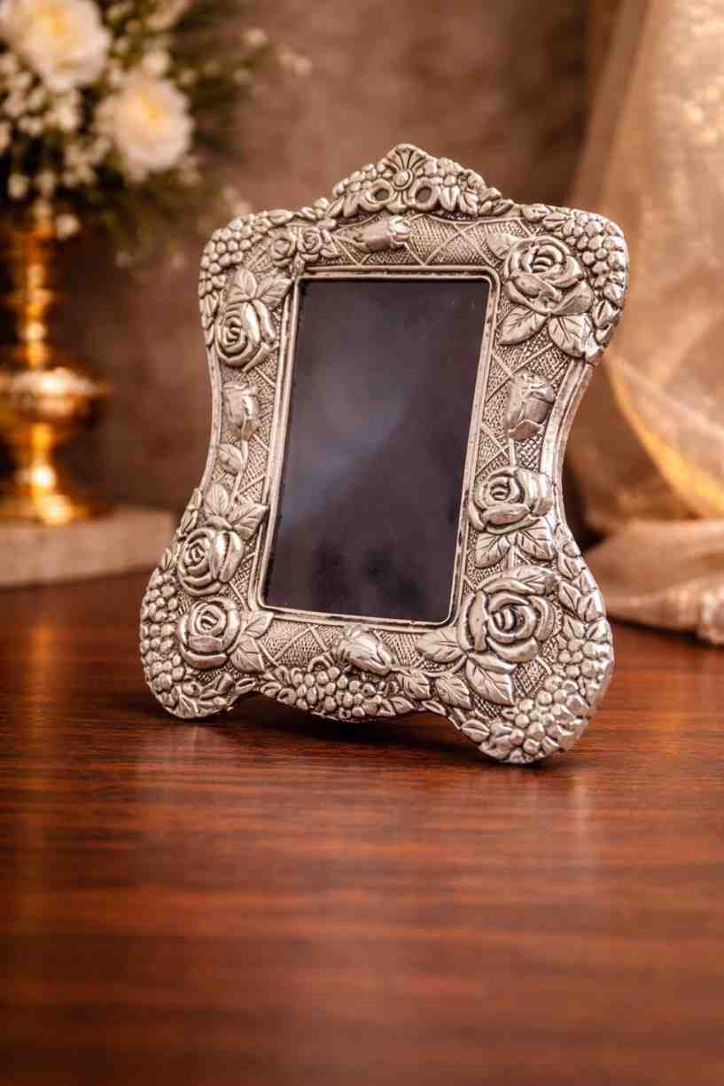 Silver Floral Photo Frame Decorative Gift 4 Silver Floral Photo Frame Decorative Gift