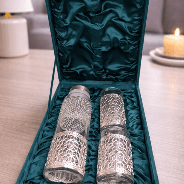 Silver Glass Bottle with Glasses