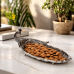 Silver Peacock Decorative Serving Tray