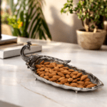 Silver Peacock Decorative Serving Tray