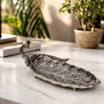 Silver Peacock Decorative Serving Tray