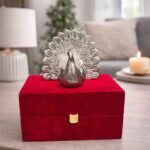 Silver Peacock Candle Holder Gift Set
