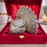 Silver Peacock Candle Holder Gift Set