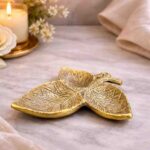 Spiritual Soul Golden Leaf Tray – Decorative Metal Leaf Tray