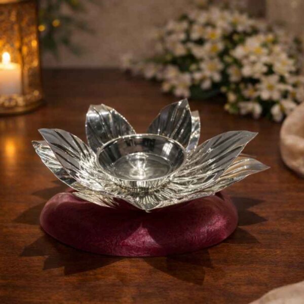Spiritual Soul Silver Lotus Diya Gift Box