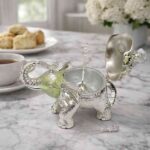 German Silver Elephant Decorative Bowl with Spoon