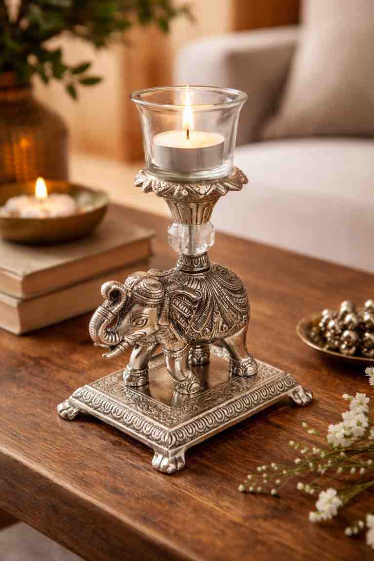 German Silver Elephant Tealight Holder 1 German Silver Elephant Tealight Holder