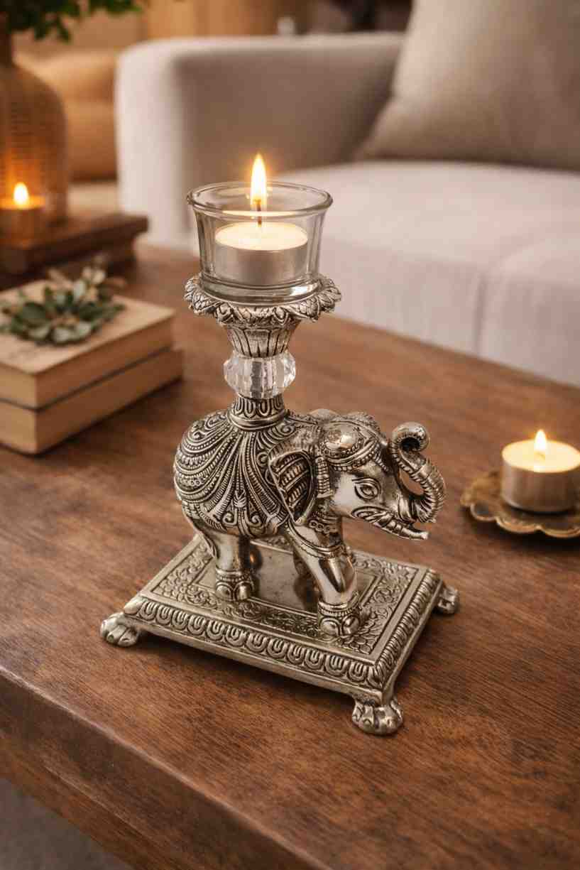 German Silver Elephant Tealight Holder 3 German Silver Elephant Tealight Holder