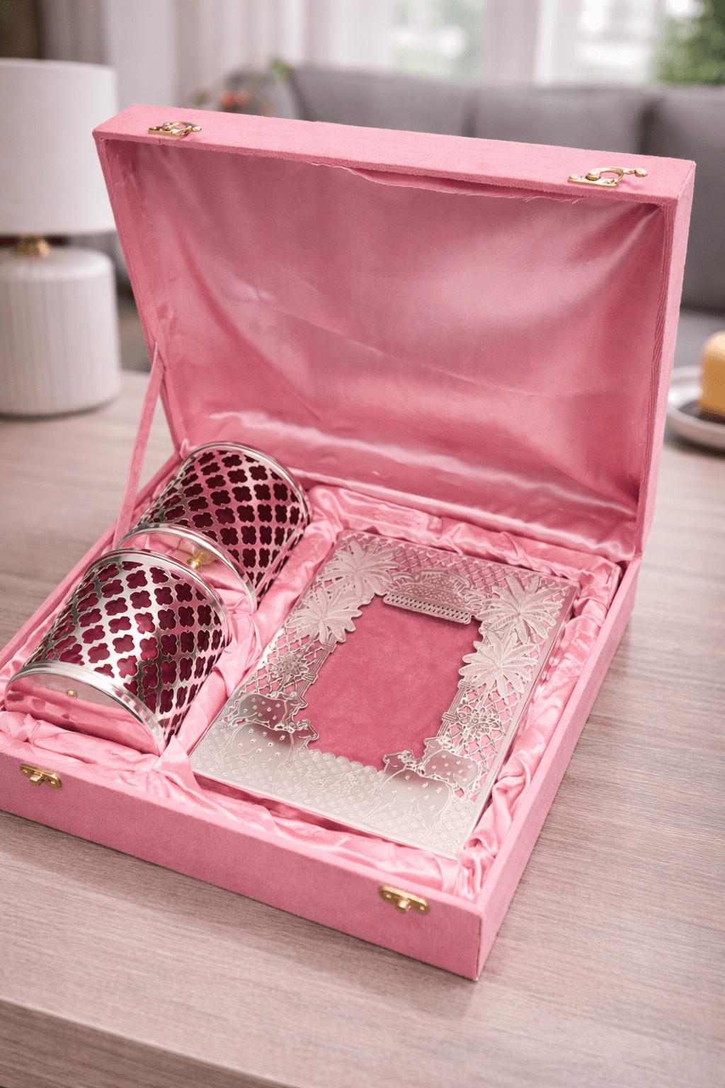 Silver Photo Frame and Dry Fruit Jar Gift Set