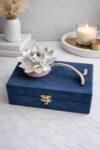 Silver Lotus Diya with Resin Base Decorative Return Gift