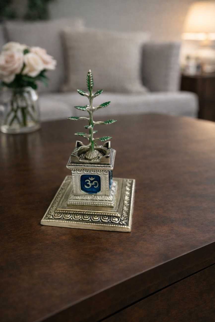 German Silver Tulsi Plant Decorative Idol
