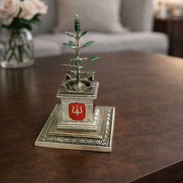 German Silver Tulsi Plant Decorative Idol