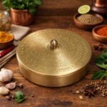 Brass Masala Box – Premium Handcrafted Brass Spice Box with Decorative Lid for Elegant Kitchen Storage